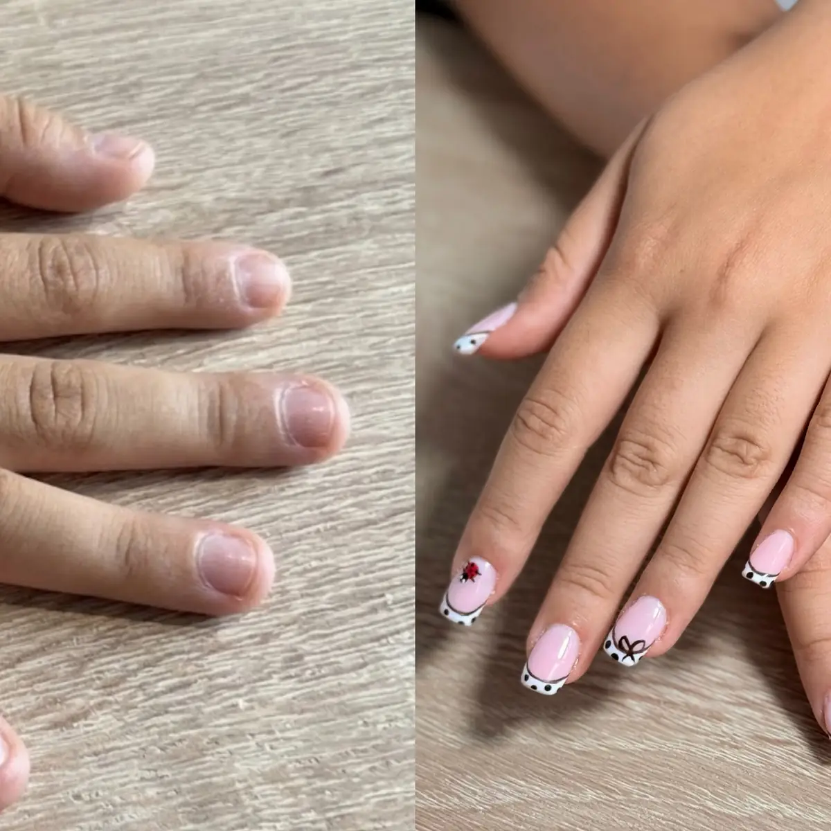 Before and after gel manicure and nail art in Thornhill
