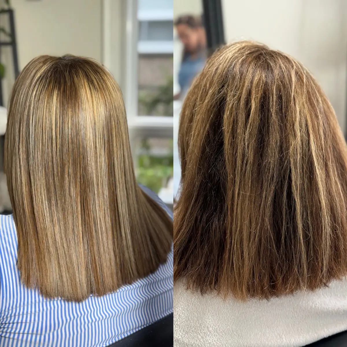 Smooth highlighted bob after professional hair treatment in Thornhill